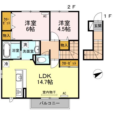 パストラル(2LDK/2階)の間取り写真