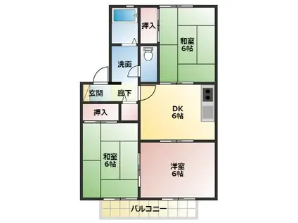 ファミールマナベ(3DK/1階)の間取り写真