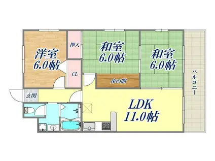 グランドメゾン昆陽(3LDK/3階)の間取り写真