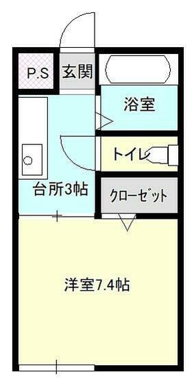 ピース6小松島(1K/1階)の間取り写真