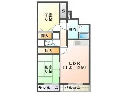ブルク神宮寺(2LDK/1階)の間取り写真