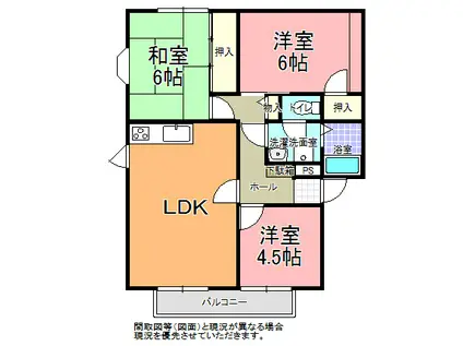 サンビレッジ笠原 C棟(3LDK/2階)の間取り写真