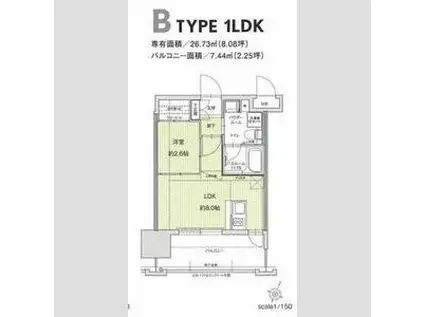 ドゥーエ赤坂(1LDK/12階)の間取り写真