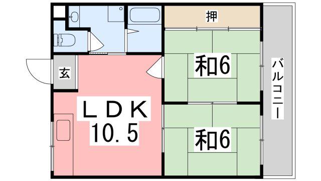 グリーンビレッジ(2LDK/2階)の間取り写真