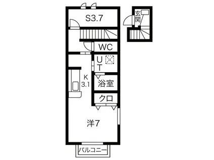 サザンクロス(ワンルーム/2階)の間取り写真
