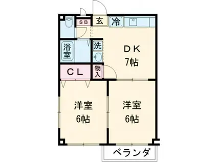 サンライフ(2DK/1階)の間取り写真