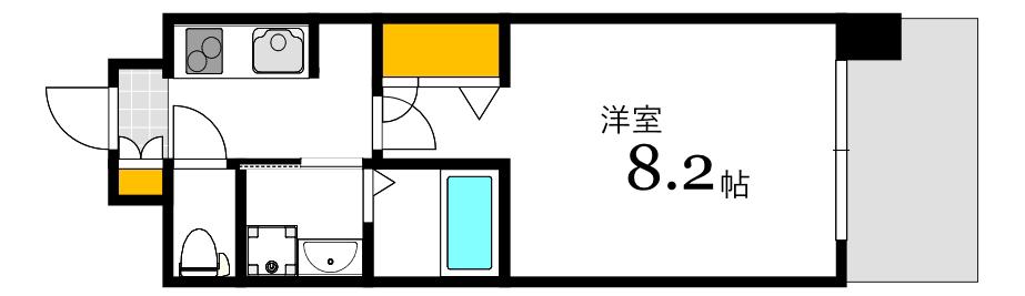 S-RESIDENCE宇品海岸(1K/8階)の間取り写真