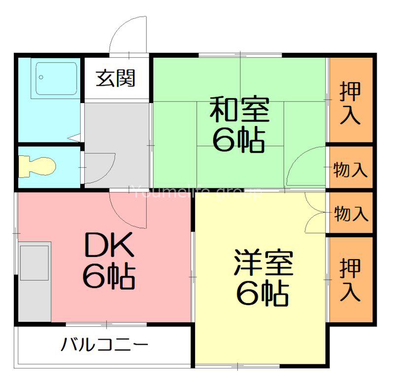 サンハイツ葉山(2DK/2階)の間取り写真