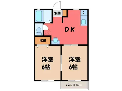 カロタあずさA(2DK/1階)の間取り写真