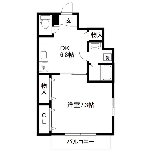マリア上杉(1DK/1階)の間取り写真