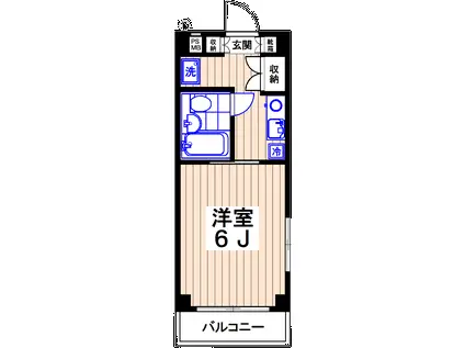 シャトー尾山台(1K/2階)の間取り写真