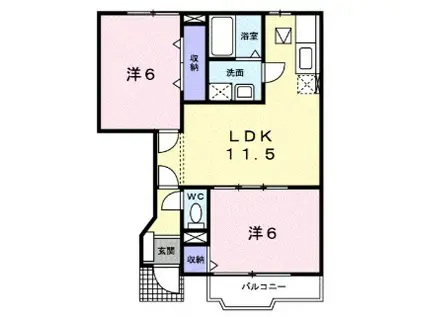 パークハイグランドIII(2LDK/1階)の間取り写真