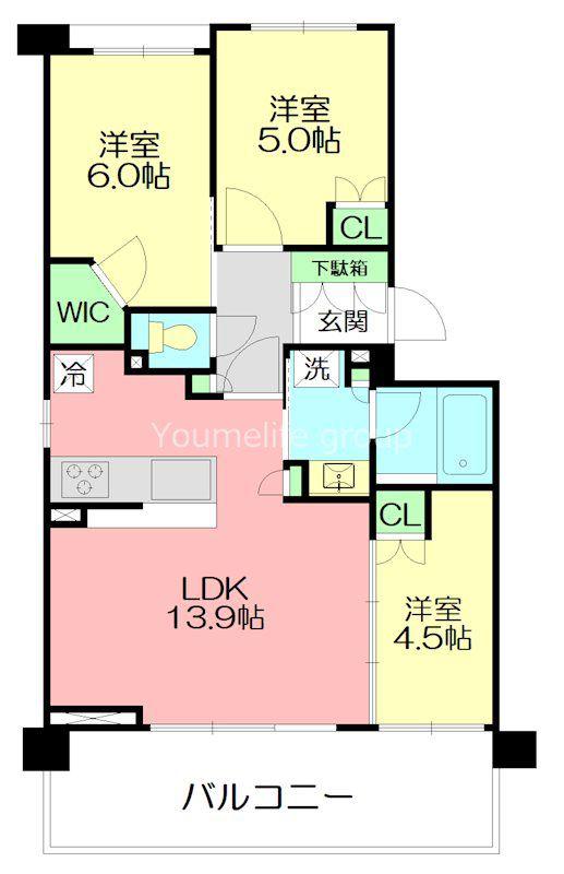 パークアクシス大船(3LDK/4階)の間取り写真
