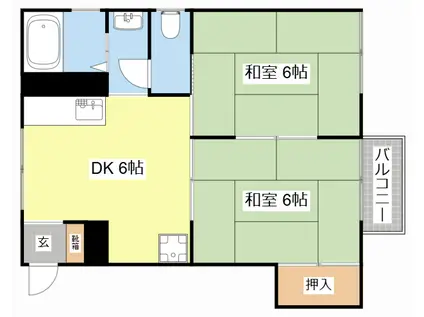 ヴォーンリッヒ(2DK/2階)の間取り写真