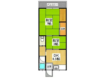 CASA DE 山本台(2DK/1階)の間取り写真