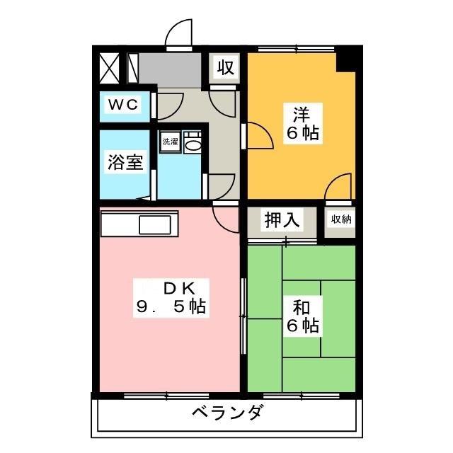CLOVERマンション(2DK/1階)の間取り写真