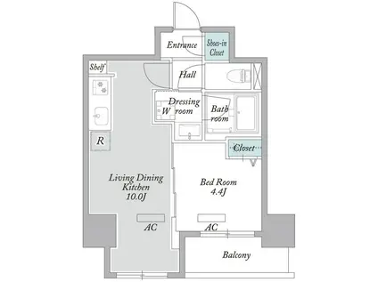 グラン フェリシア笹塚(1LDK/4階)の間取り写真