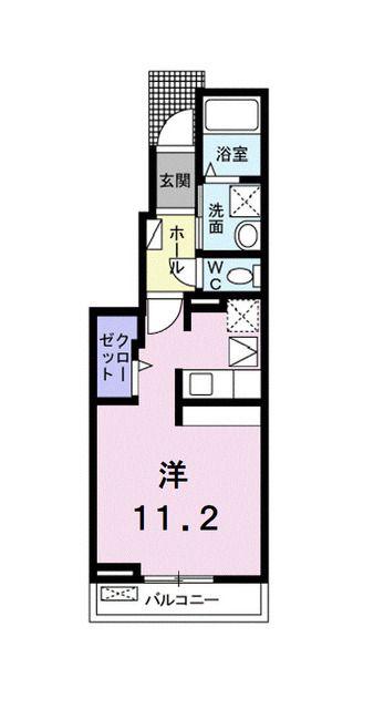 ルーチェ・デルソーレII(ワンルーム/1階)の間取り写真