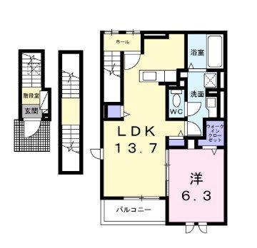 クレール東寺尾(1LDK/3階)の間取り写真