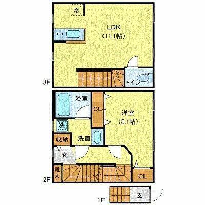 プライベートプレイス広尾(1LDK/B1階)の間取り写真