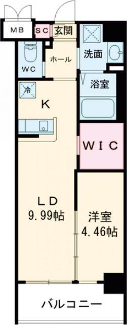 ウイングス三郎丸(1LDK/6階)の間取り写真