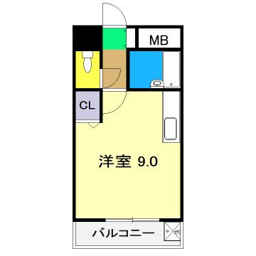 アスターハウス新本町(ワンルーム/2階)の間取り写真
