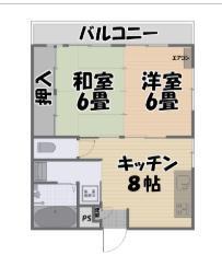 第2脇野コーポ(2DK/2階)の間取り写真