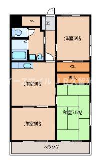 高松ビル(3DK/2階)の間取り写真
