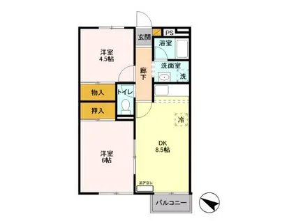 フラットI(2DK/2階)の間取り写真