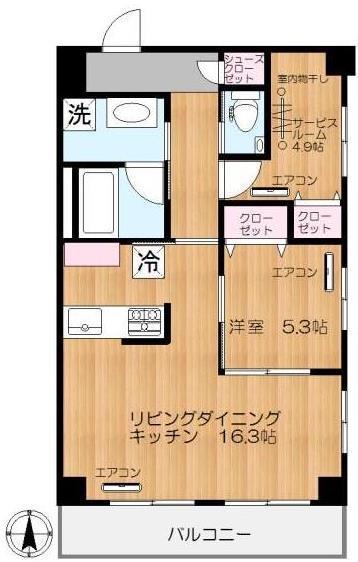 モンテヴェルデ神楽坂弐番館(1SLDK/2階)の間取り写真