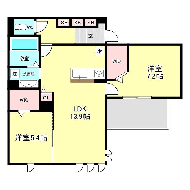 MAISON ESPOIR IV(2LDK/2階)の間取り写真