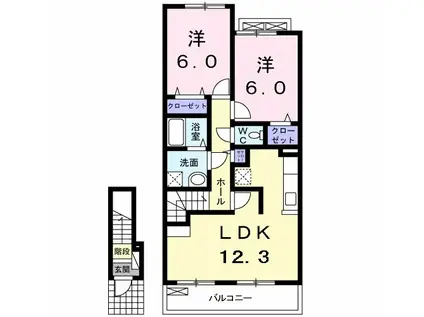 ラフレシールII(2LDK/2階)の間取り写真