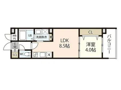 FLAX十日市(1LDK/4階)の間取り写真