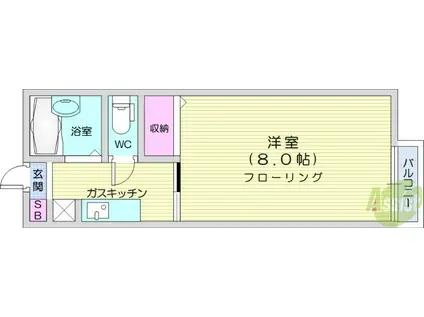 スカイヒルズ(1K/1階)の間取り写真