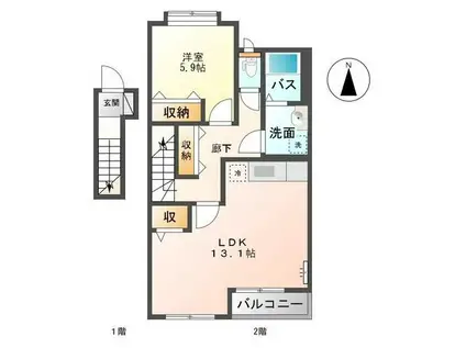 アルヴィータ(1LDK/2階)の間取り写真