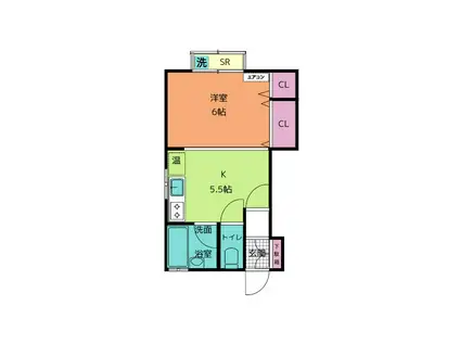 αコーポ(ワンルーム/1階)の間取り写真