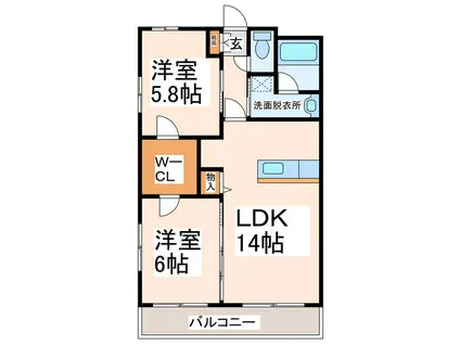 メゾンシャリテIII(2LDK/6階)の間取り写真