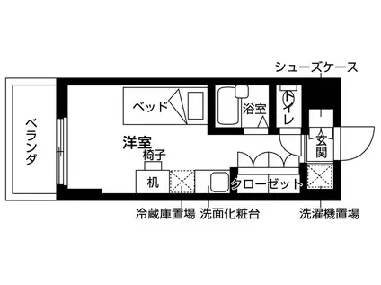 ウエリスアイビー旗の台(ワンルーム/2階)の間取り写真