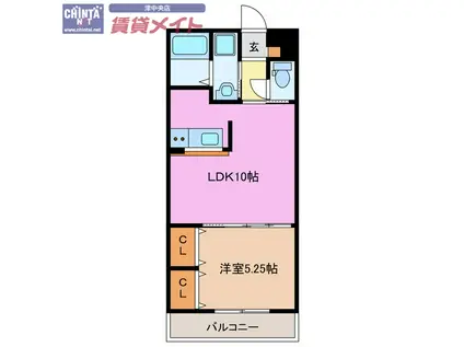 ベルカルムS II(1LDK/2階)の間取り写真