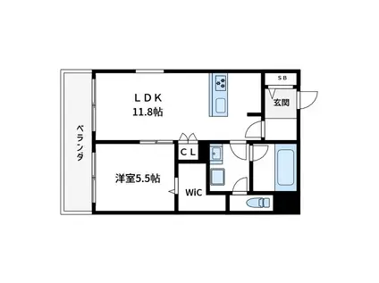 メゾンクレール谷在家(1LDK/2階)の間取り写真