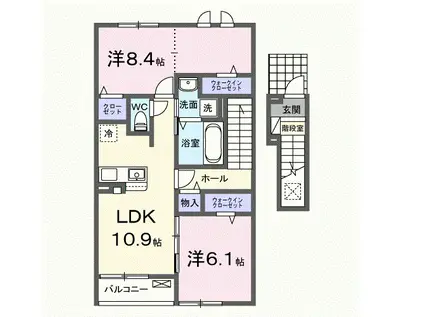 ラ・カーサ ドルチェ(2LDK/2階)の間取り写真