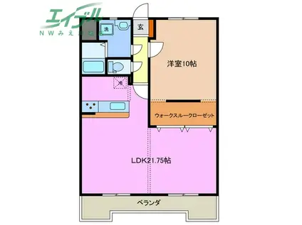 モンクレッシュ(1LDK/7階)の間取り写真