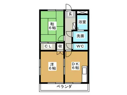 エイトヒル壱番館(2DK/1階)の間取り写真