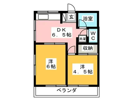 シャトー壱番館(2DK/2階)の間取り写真