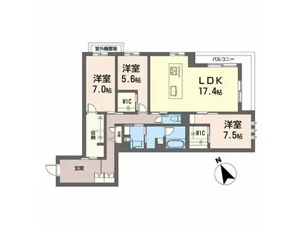 WITHPLUS天保山公園(3LDK/3階)の間取り写真