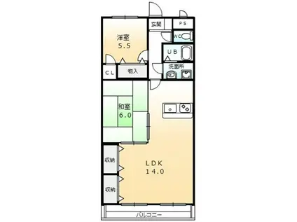ネオグランデ21(2LDK/1階)の間取り写真