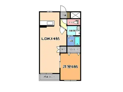 ヴィベール(1LDK/1階)の間取り写真