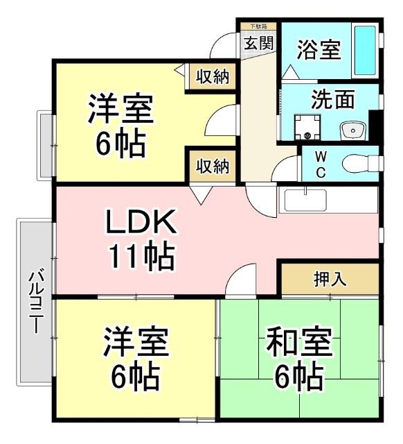 パラシオ赤坂C棟(3LDK/2階)の間取り写真