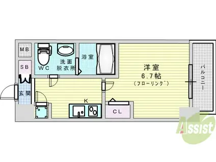 アドバンス新大阪ラシュレ(1K/2階)の間取り写真