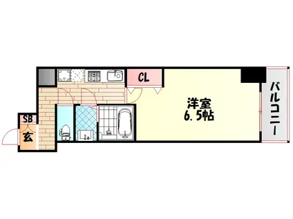 アドバンス難波南ノエル(1K/4階)の間取り写真